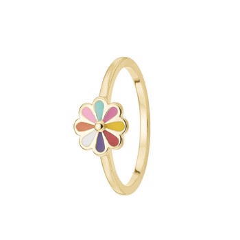 Aagaard Forgyldt sterling sølv Fingerring, Colourful Flower